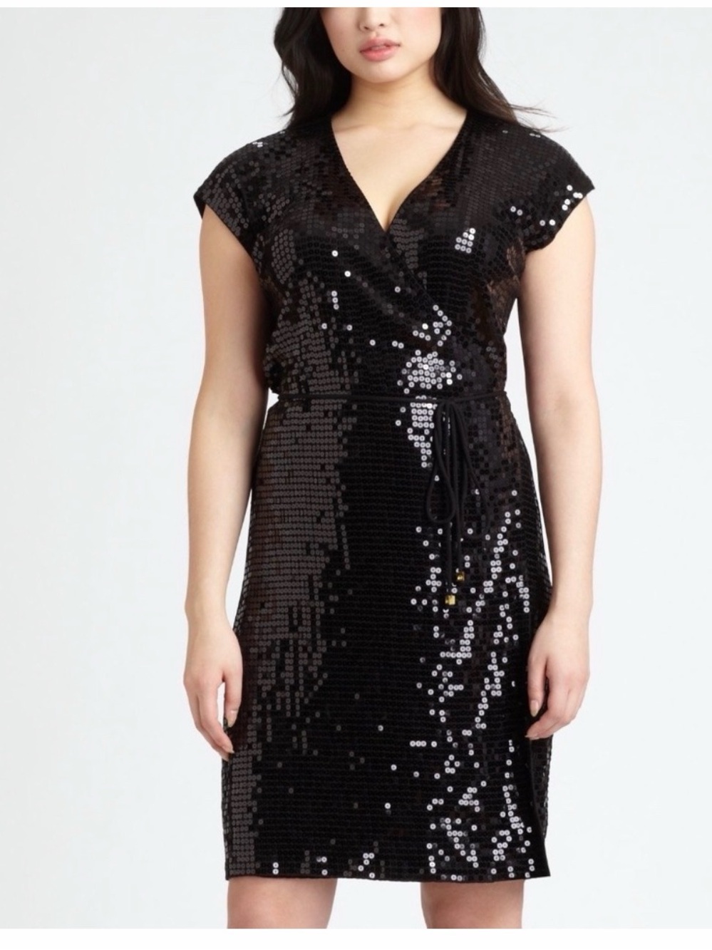 Michael By Michael Kors Black Sequin Wrap Dress